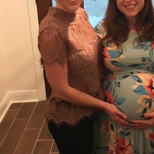 Sheer lace blush/mauve colored top